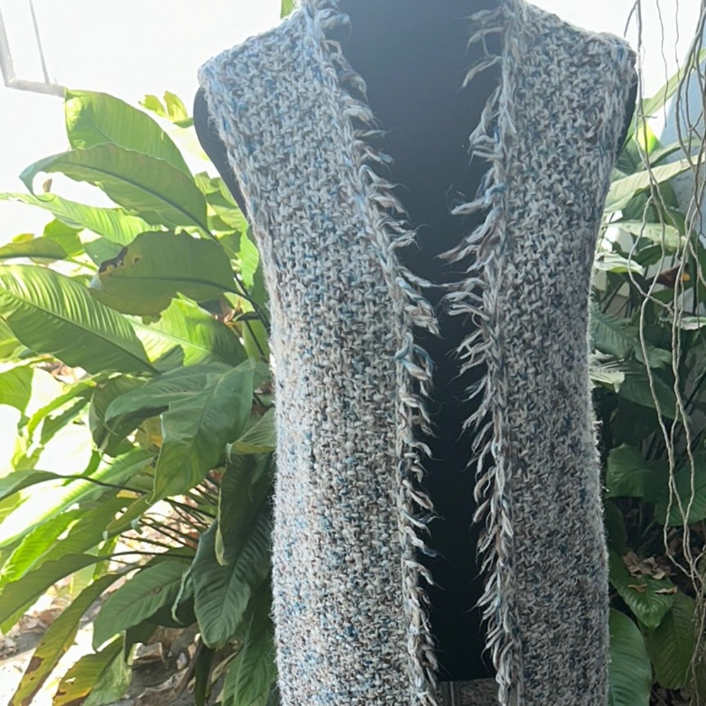 Chico’s Cozy Multicolor Knit Vest with Fringe